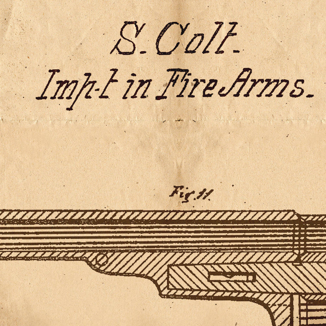 1839 Colt Fire Arm Patent Pended Retro Poster - 36" x 24"