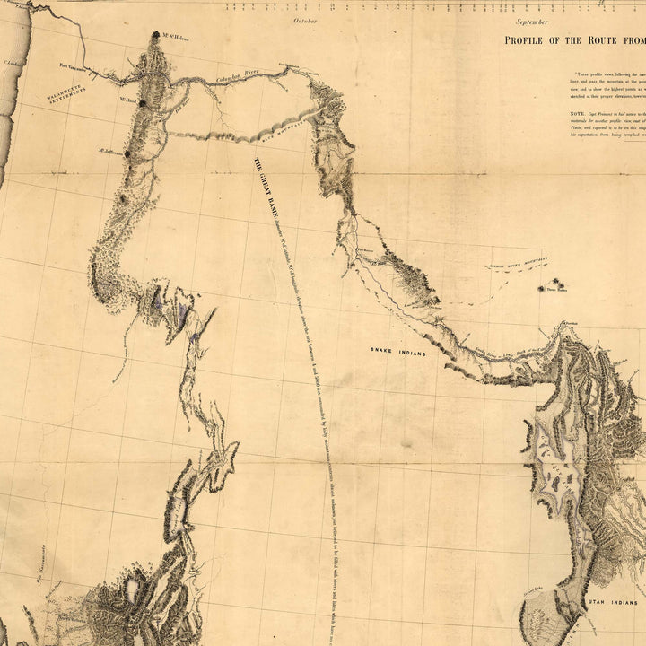 1843 Frémont Map Of Oregon & Northern California Retro Poster - 36" x 24"