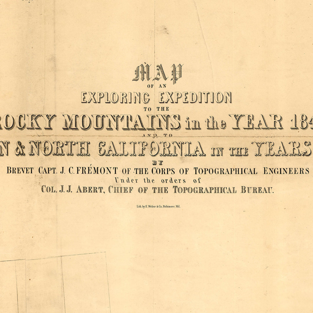 1843 Frémont Map Of Oregon & Northern California Retro Poster - 36" x 24"