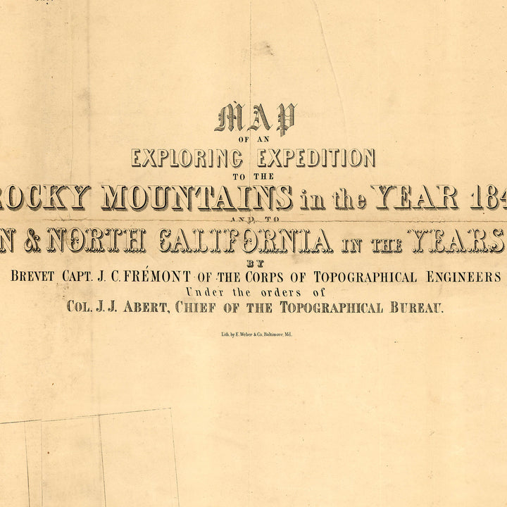 1843 Frémont Map Of Oregon & Northern California Retro Poster - 36" x 24"