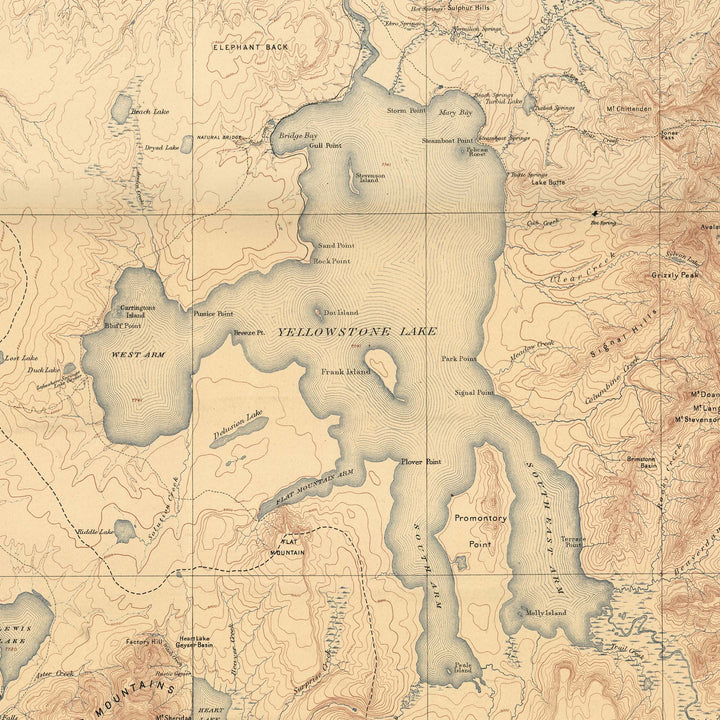 1885 Yellowstone National Park And North Western Wyoming Map Retro Poster - 24" x 36"