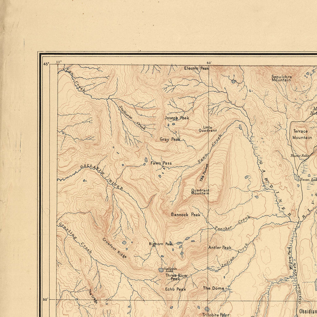 1885 Yellowstone National Park And North Western Wyoming Map Retro Poster - 24" x 36"