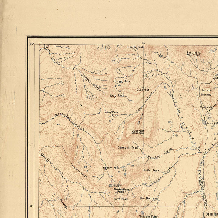 1885 Yellowstone National Park And North Western Wyoming Map Retro Poster - 24" x 36"