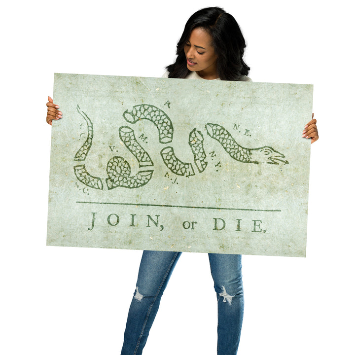 Benjamin Franklin's Join, or Die Retro Poster - 36" x 24"