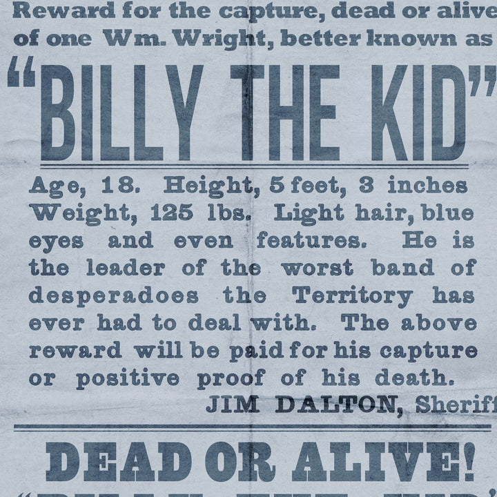 Billy The Kid Reward Retro Poster - 24" x  36"