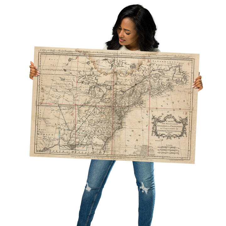 British and French Dominions 1759  Retro Poster - 36" x 24"