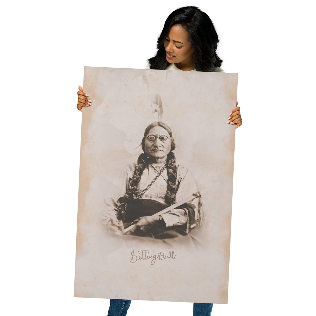 Lakota Leader Sitting Bull Retro Poster - 24" x 36"