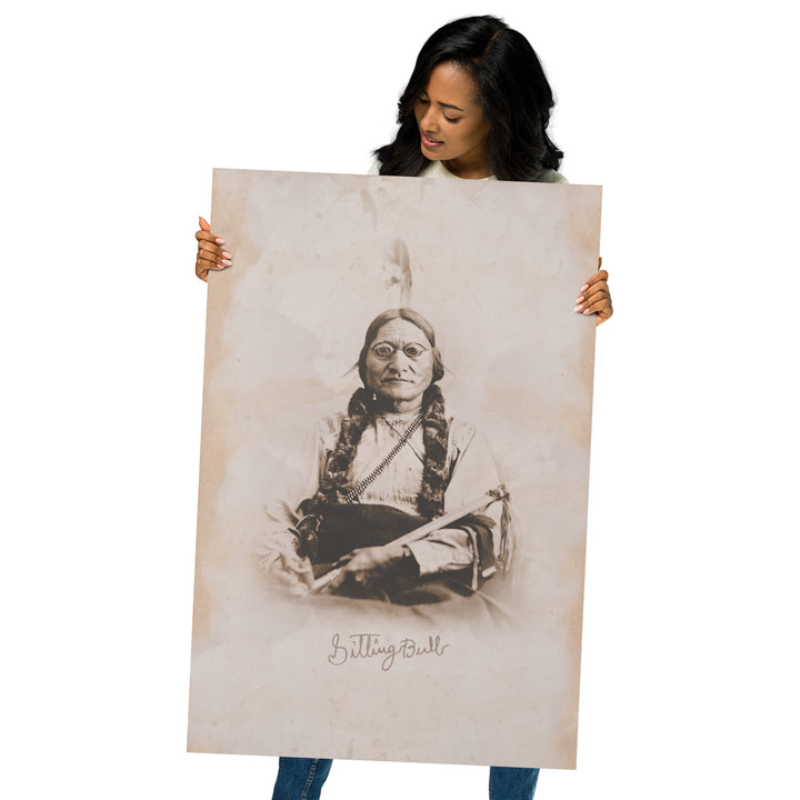 Lakota Leader Sitting Bull Retro Poster - 24" x 36"