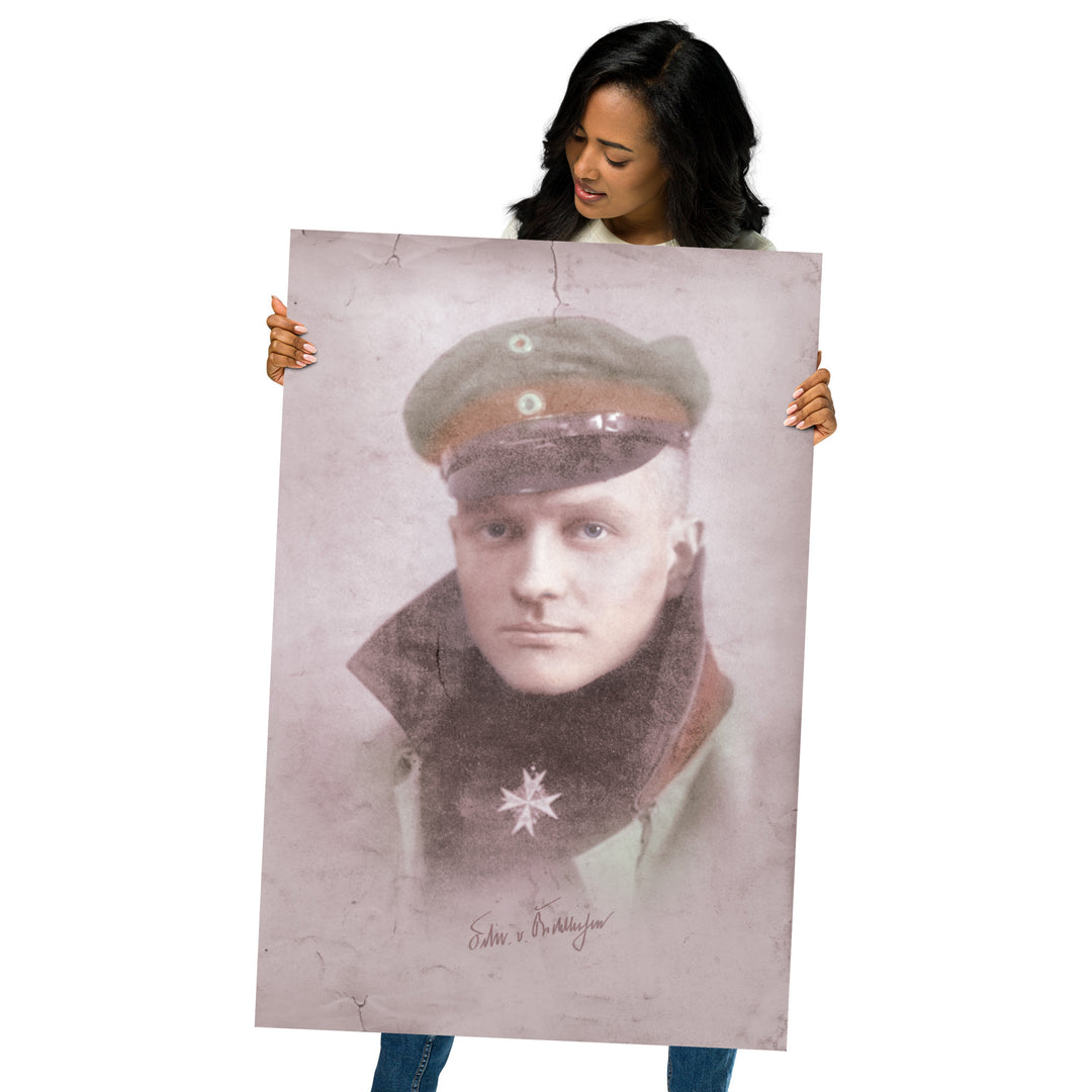 Manfred von Richthofen - The Red Baron Retro Poster - 24" x 36"