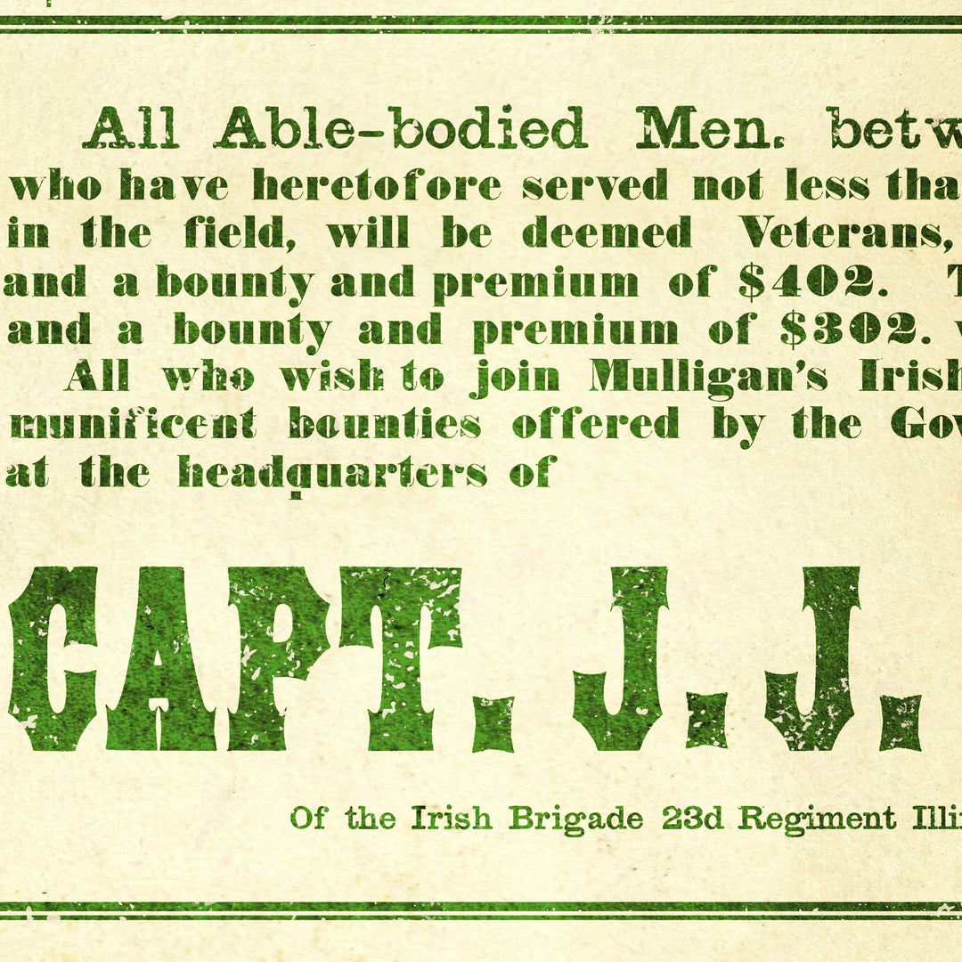 Mulligan's Brigade Civil War Recruitment Retro Poster - 24" x 36"