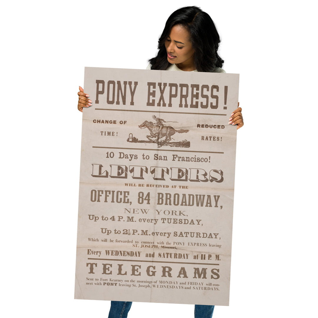 New York - San Francisco Pony Express Retro Poster - 24" x 36"