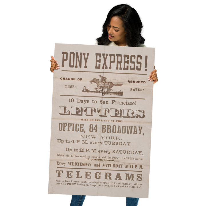 New York - San Francisco Pony Express Retro Poster - 24" x 36"