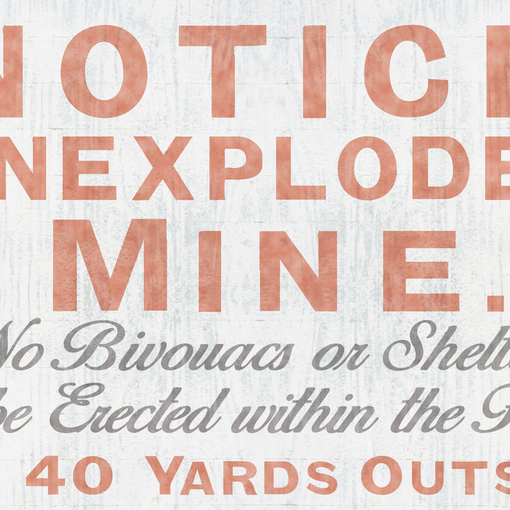 'Notice Unexploded Mine' Retro Poster - 36" x 24"