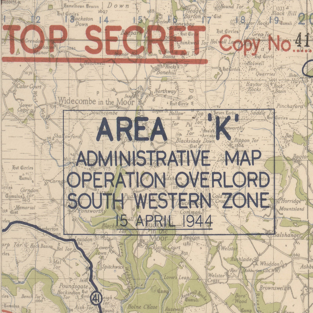 Operation Overlord 1944 Devon Embarkation Map Retro Poster - 24" x 36"