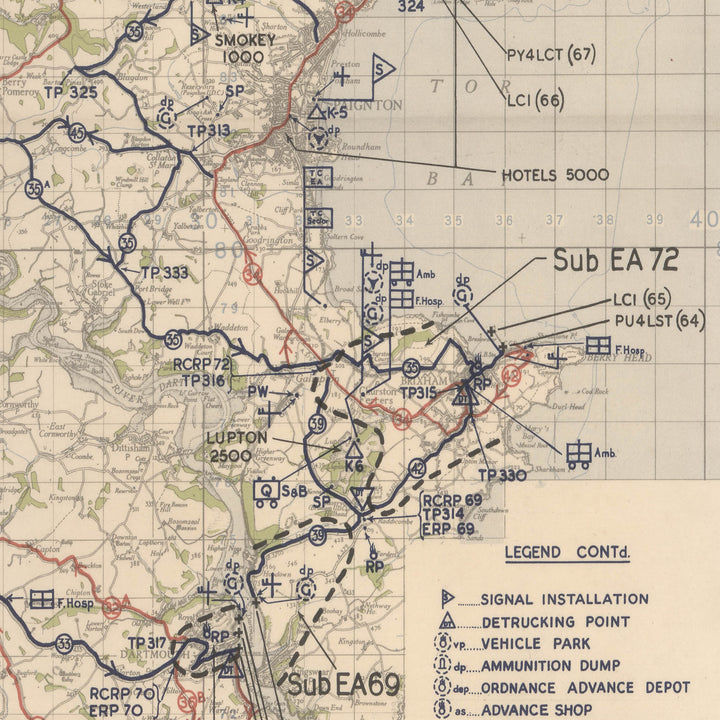 Operation Overlord 1944 Devon Embarkation Map Retro Poster - 24" x 36"