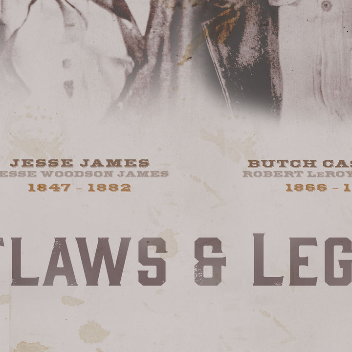 Outlaws & Legends Retro Poster - Butch Cassidy, Sundance Kid