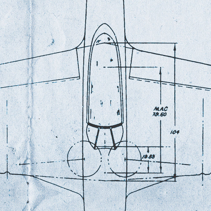 P-51 Mustang Blue Print Retro Poster - 36" x 24"