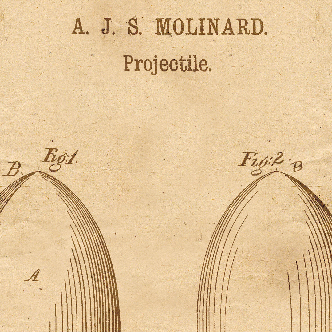 Projectile Patent Pended 1865 Retro Poster - 24" x 36"