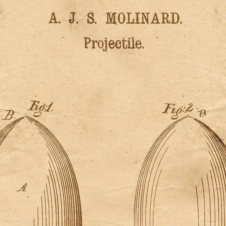Projectile Patent Pended 1865 Retro Poster - 24" x 36"