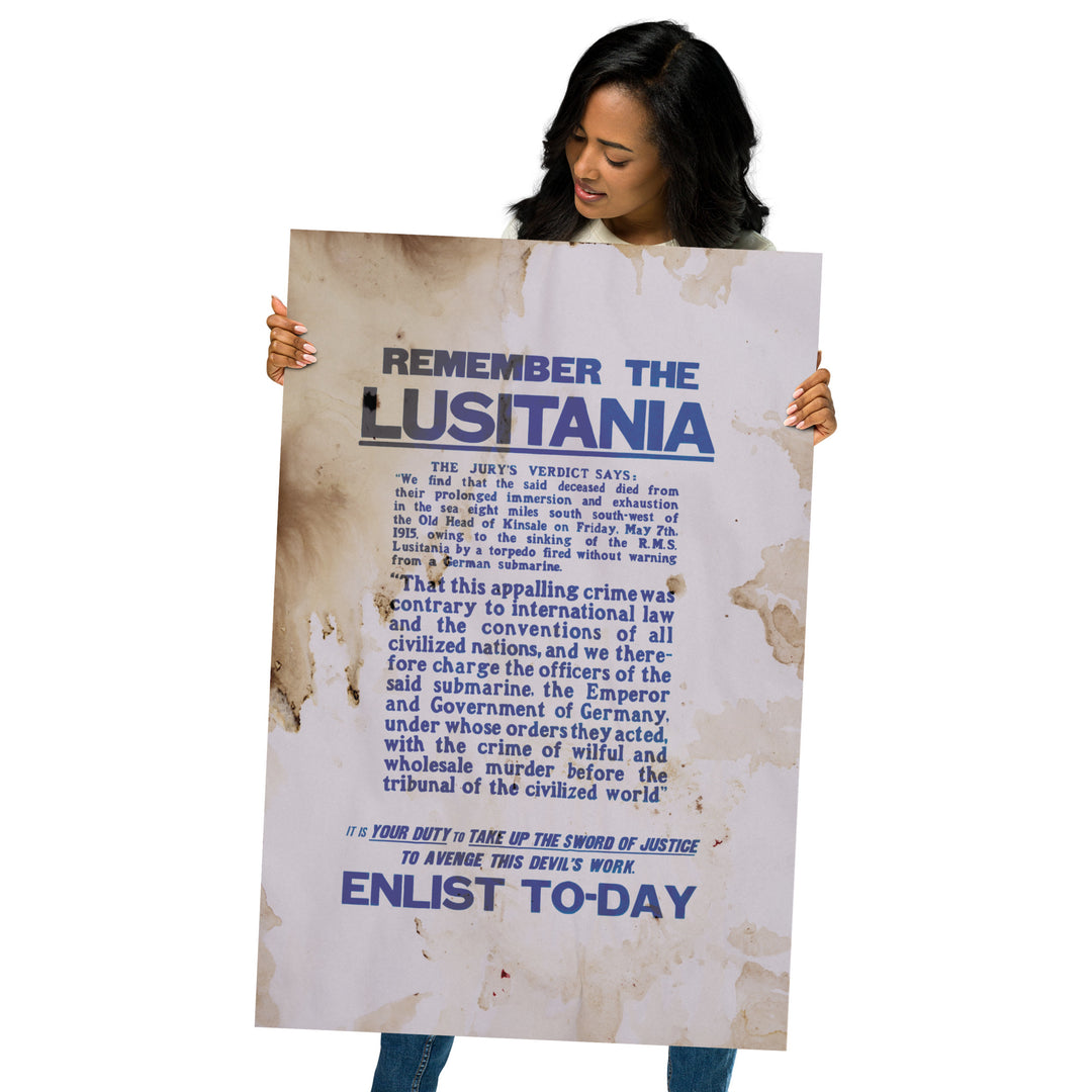 'Remember The Lusitania' Retro Poster - 24" x 36"