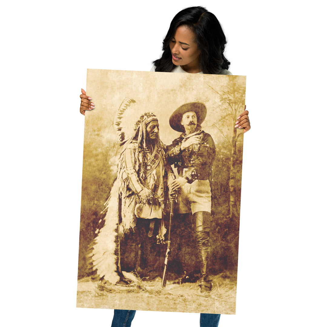 Sitting Bull & Buffalo Bill Cody Retro Poster - 24" x 36"