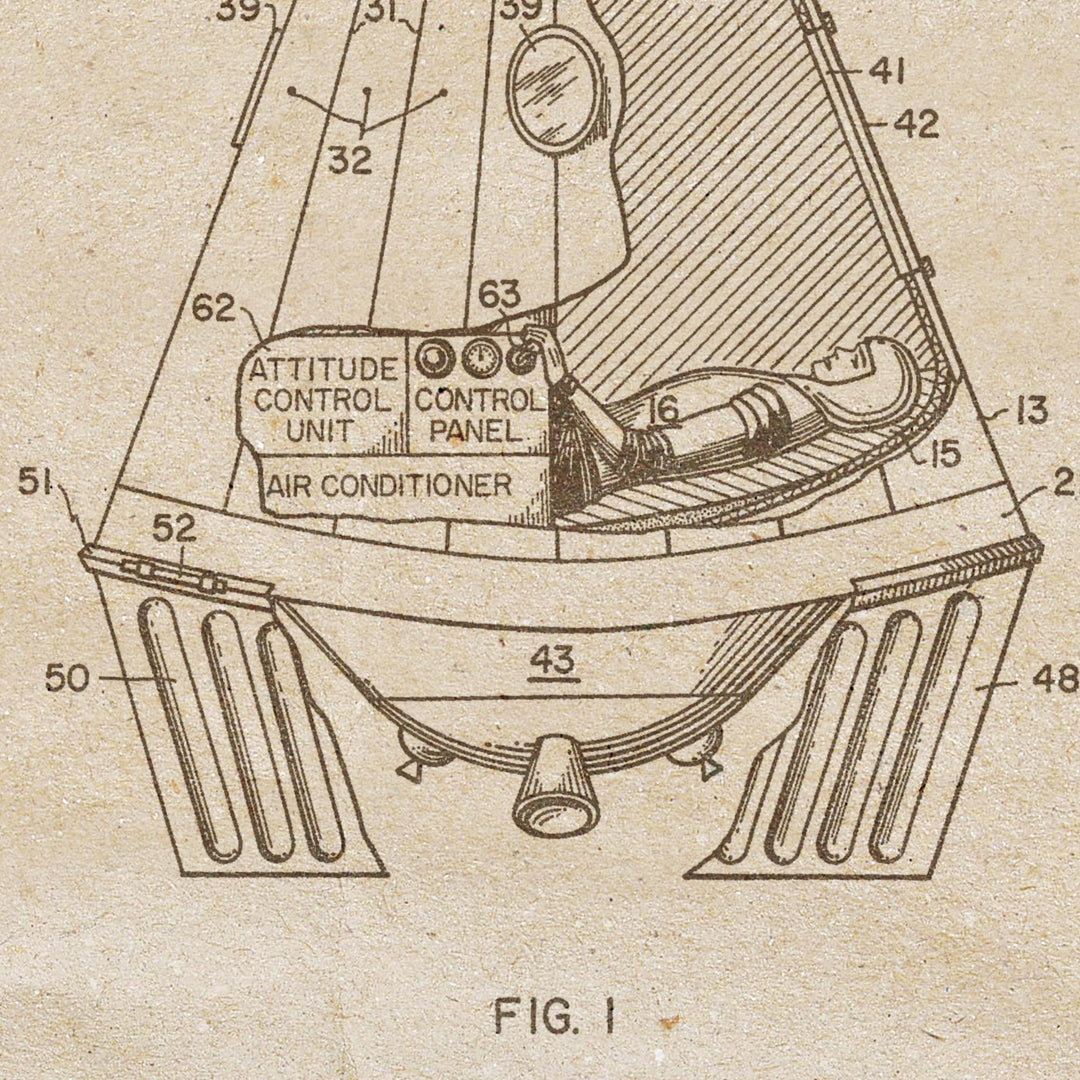 Space Capsule 1963 Patent Pended Retro Poster - 24" x 36"