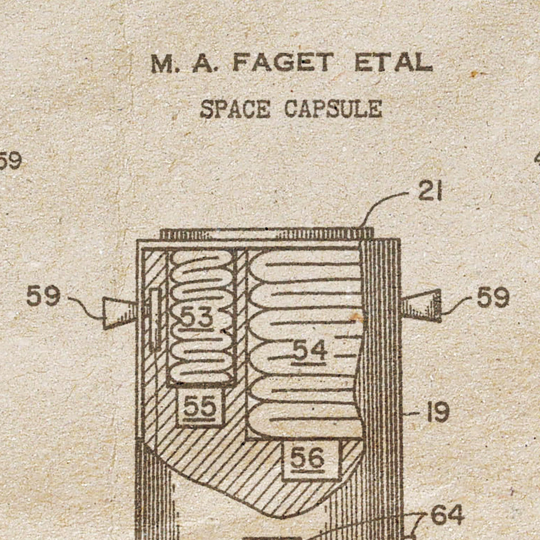 Space Capsule 1963 Patent Pended Retro Poster - 24" x 36"