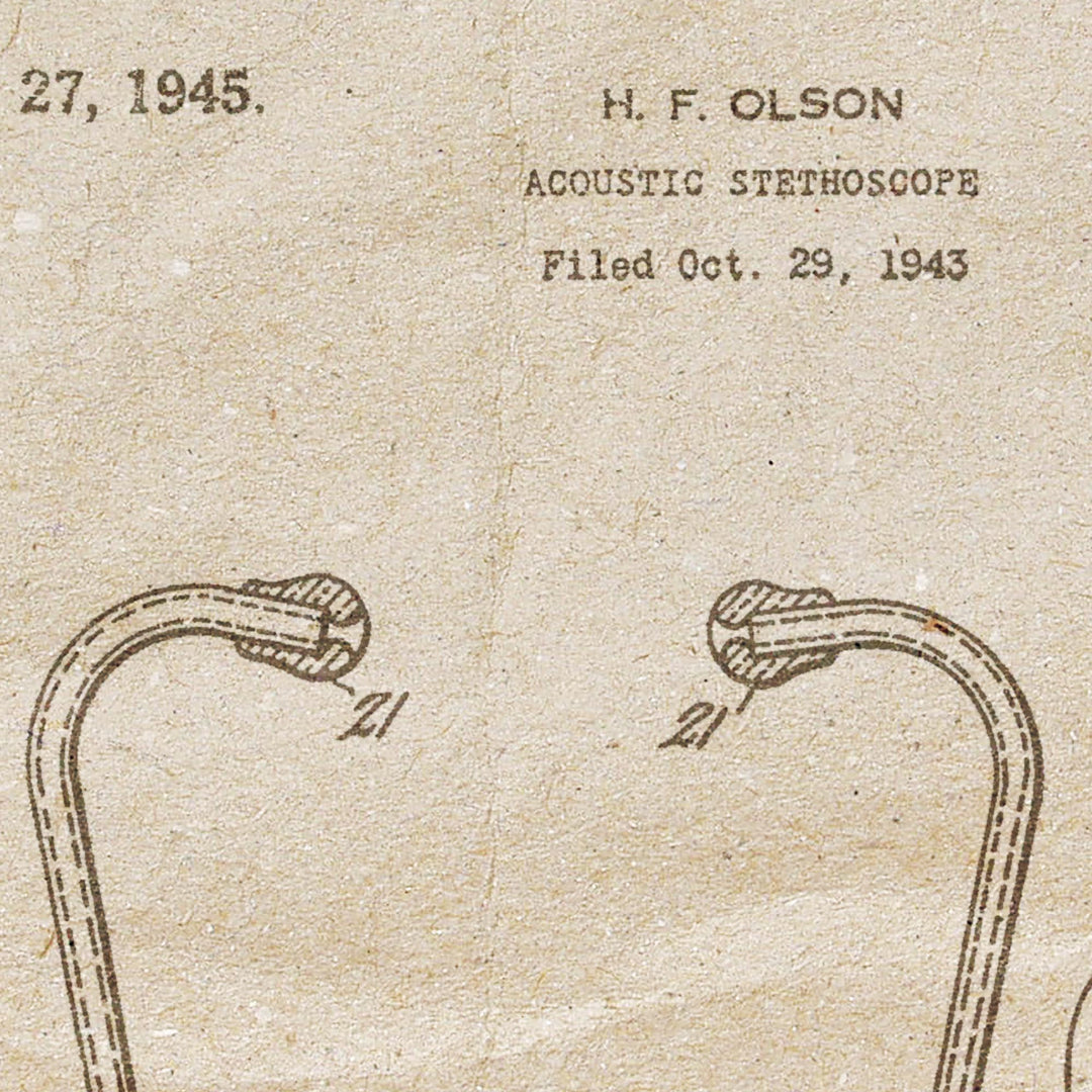 Stethoscope Patent Pended 1945 Retro Poster - 24" x 36"
