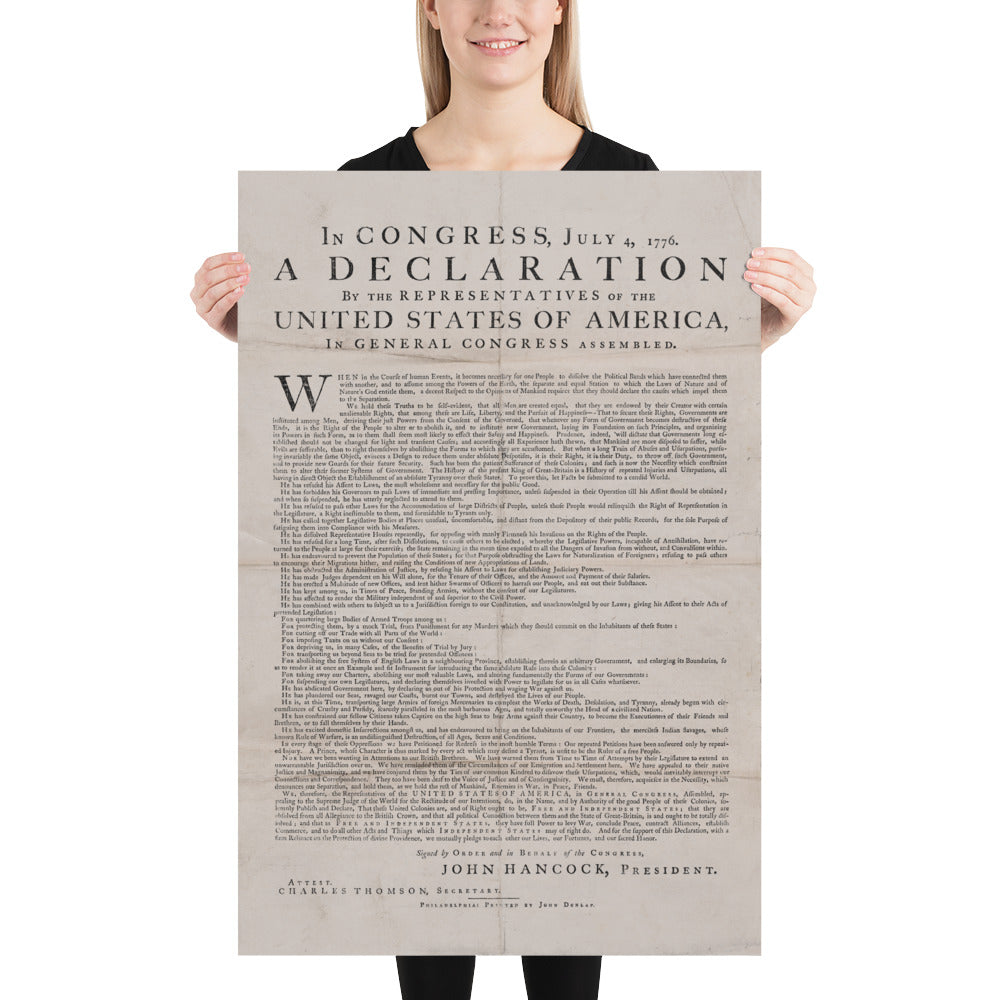 The 1776 Declaration of Independence Retro Poster - 24" x 36"