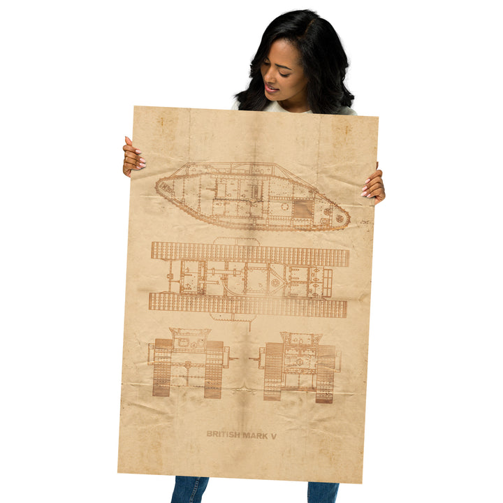 The British Mark V Tank Retro Poster - 24" x 36"