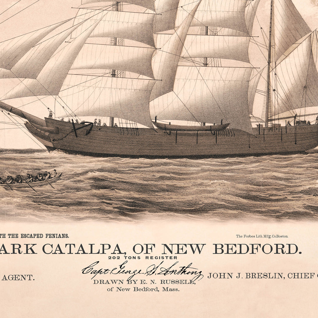 The Fenian Catalpa Rescue of 1876 Retro Poster - 36" x 24"