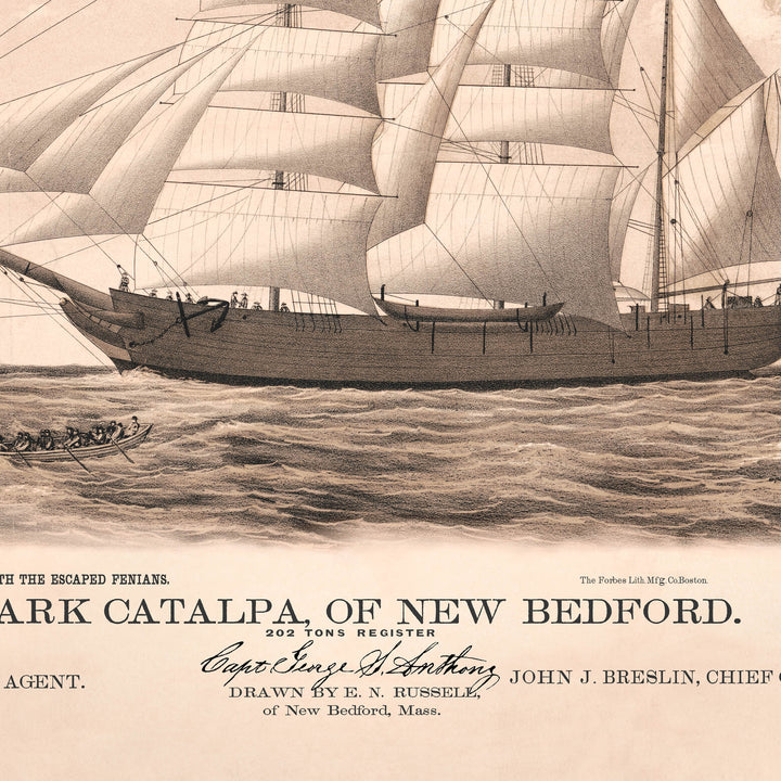 The Fenian Catalpa Rescue of 1876 Retro Poster - 36" x 24"