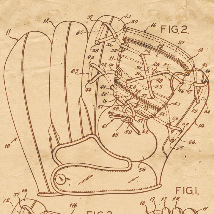 Baseball Glove Patent Pended 1853 Retro Poster - 24" x 36"