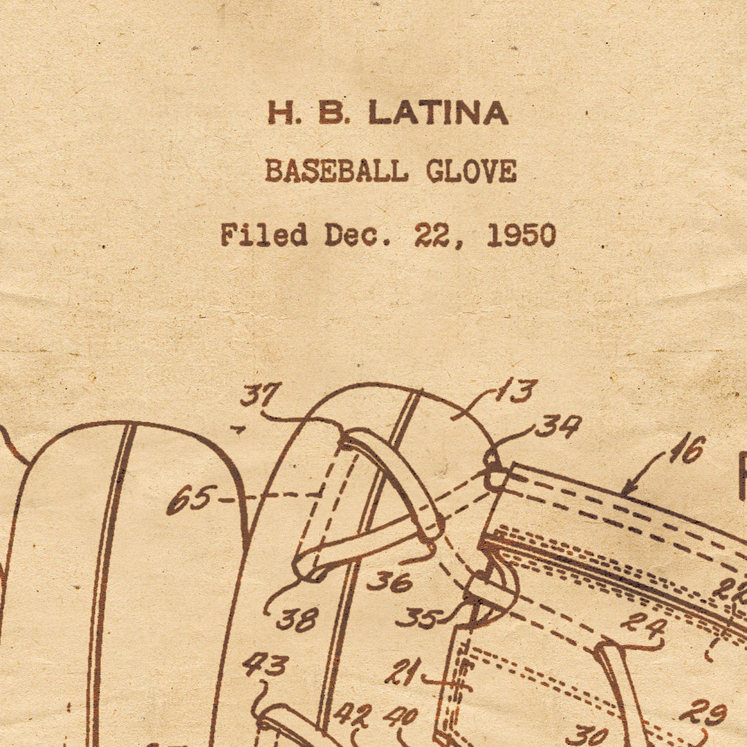 Baseball Glove Patent Pended 1853 Retro Poster - 24" x 36"