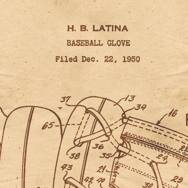 Baseball Glove Patent Pended 1853 Retro Poster - 24" x 36"