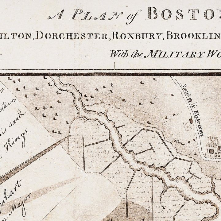 Boston Map Of Constructed Military Works In 1775-76 Retro Poster - 24" x 36"