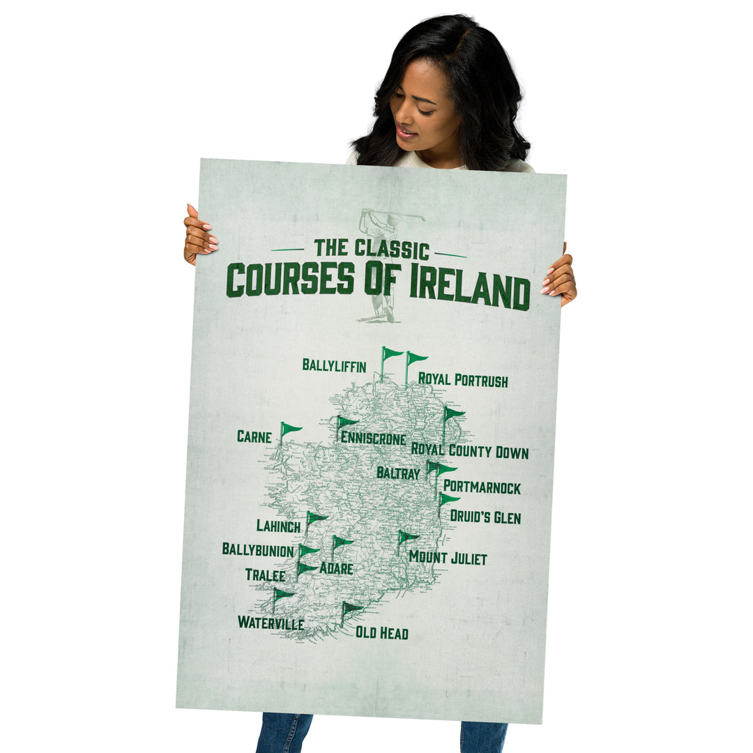 The Classic Golf Courses Of Ireland Retro Poster - 24" x 36"