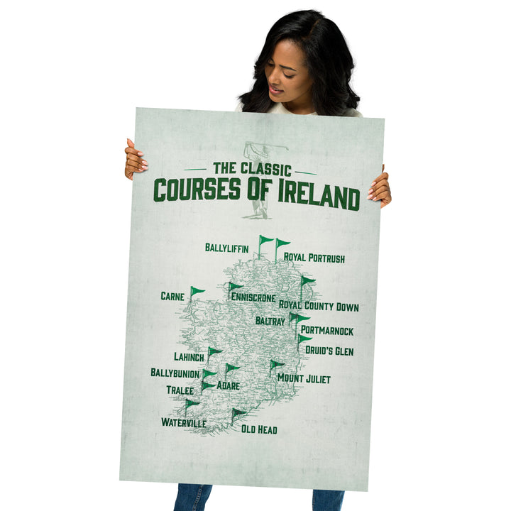 The Classic Golf Courses Of Ireland Retro Poster - 24" x 36"