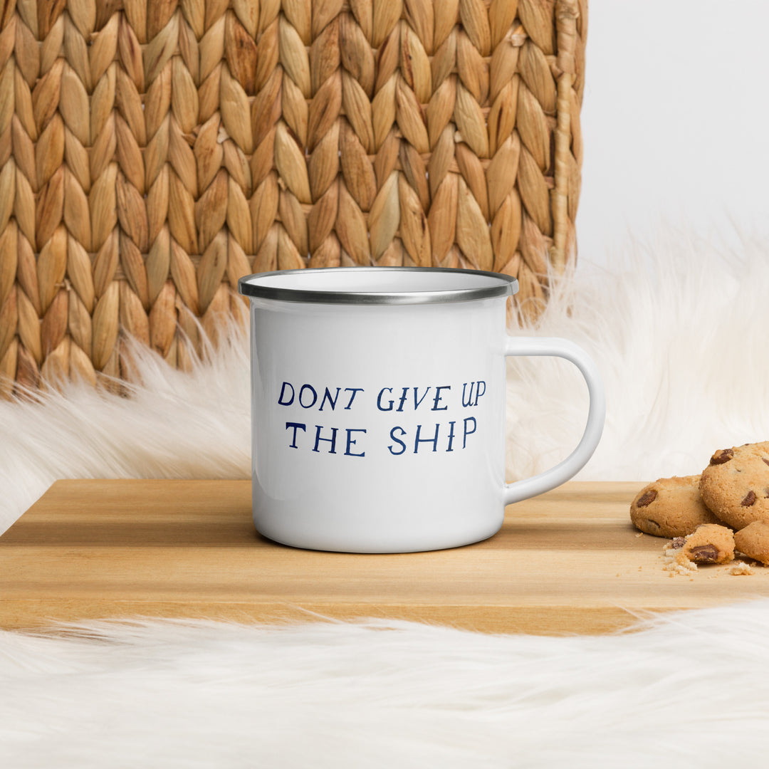 Don't Give Up The Ship Enamel Retro Mug (12 oz)