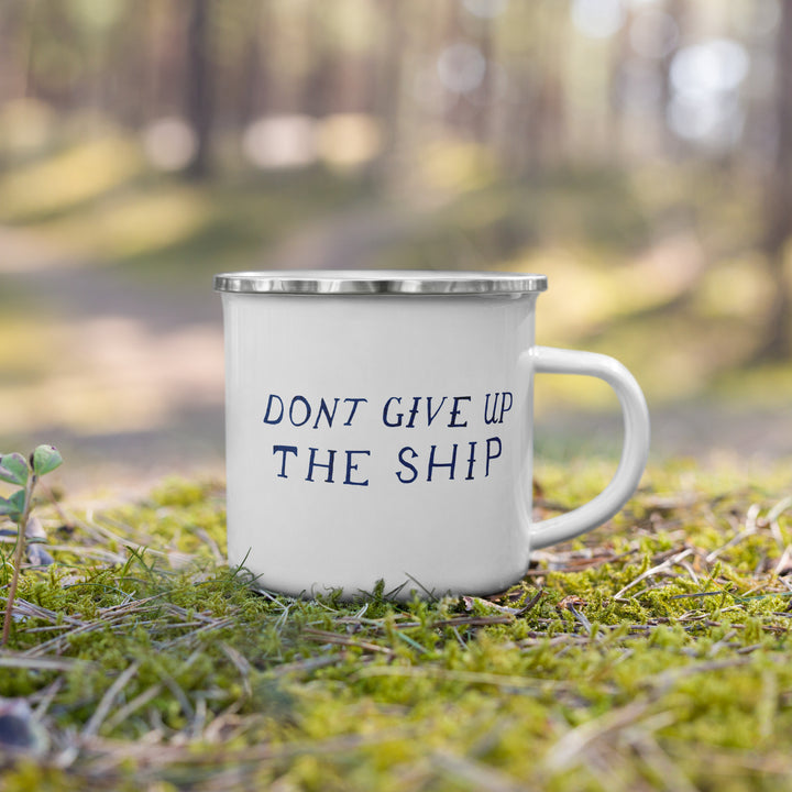 Don't Give Up The Ship Enamel Retro Mug (12 oz)