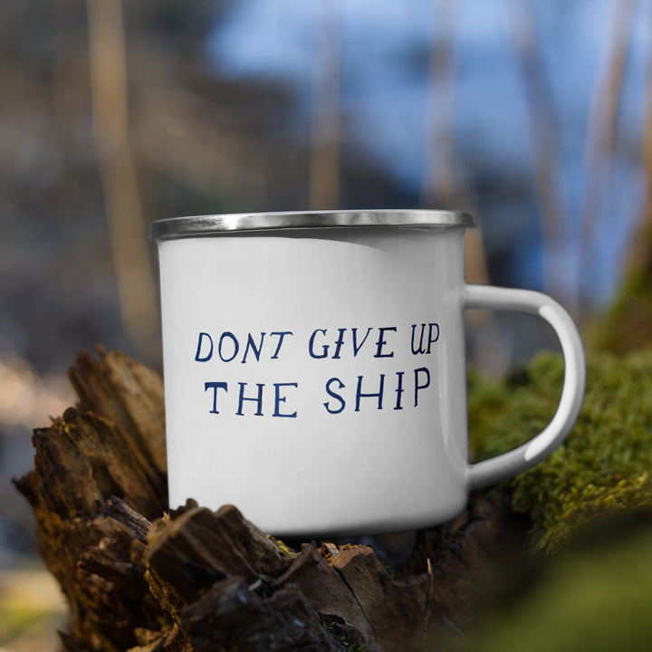 Don't Give Up The Ship Enamel Retro Mug (12 oz)