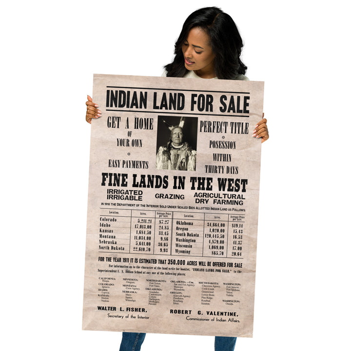 Indian Land For Sale Retro Poster - 24" x 36"