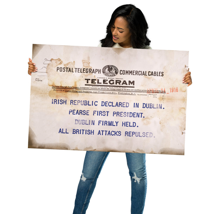 Irish Republic Declared Telegram Retro Poster - 36" x 24"
