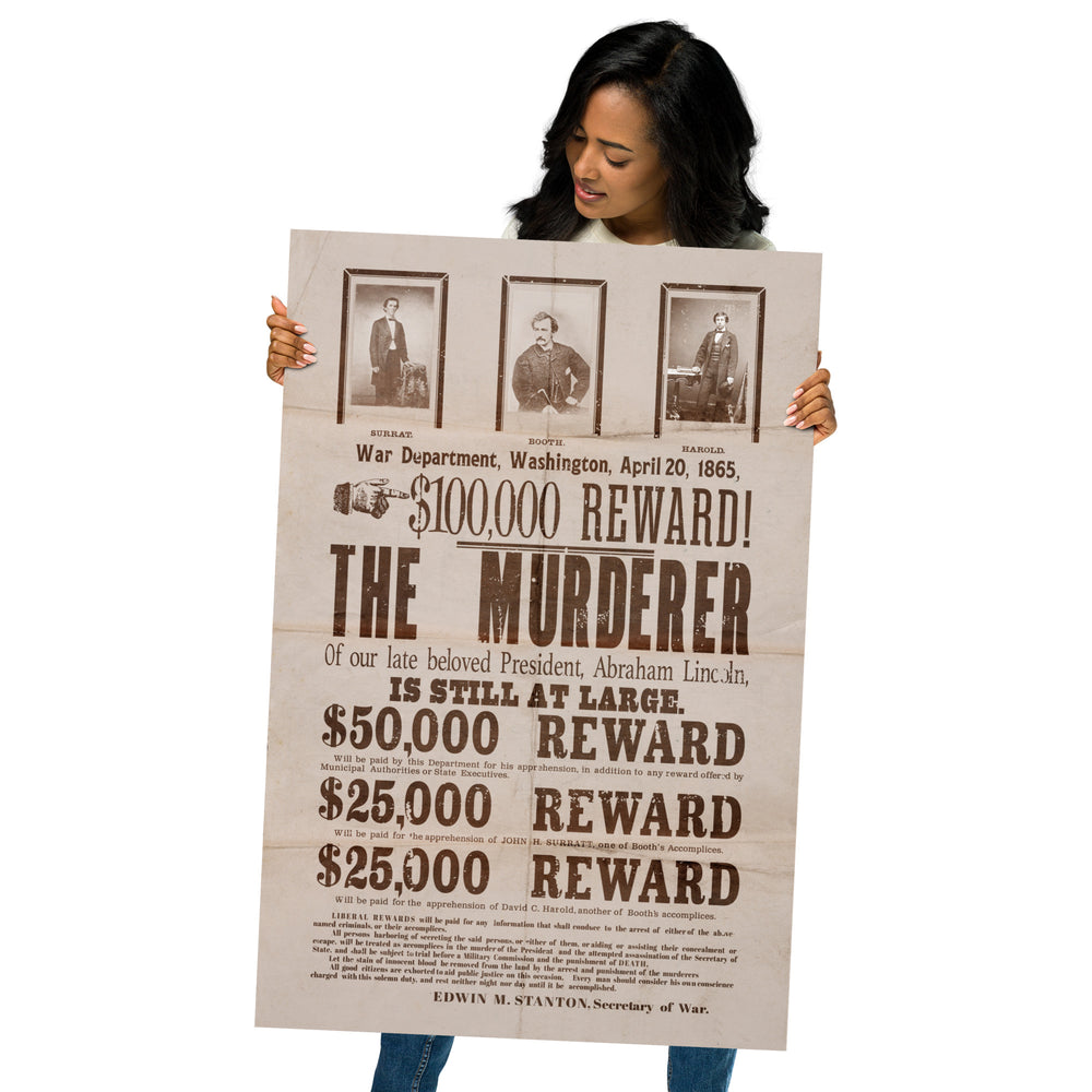 $100,000 Reward For Lincoln Murderer Retro Poster