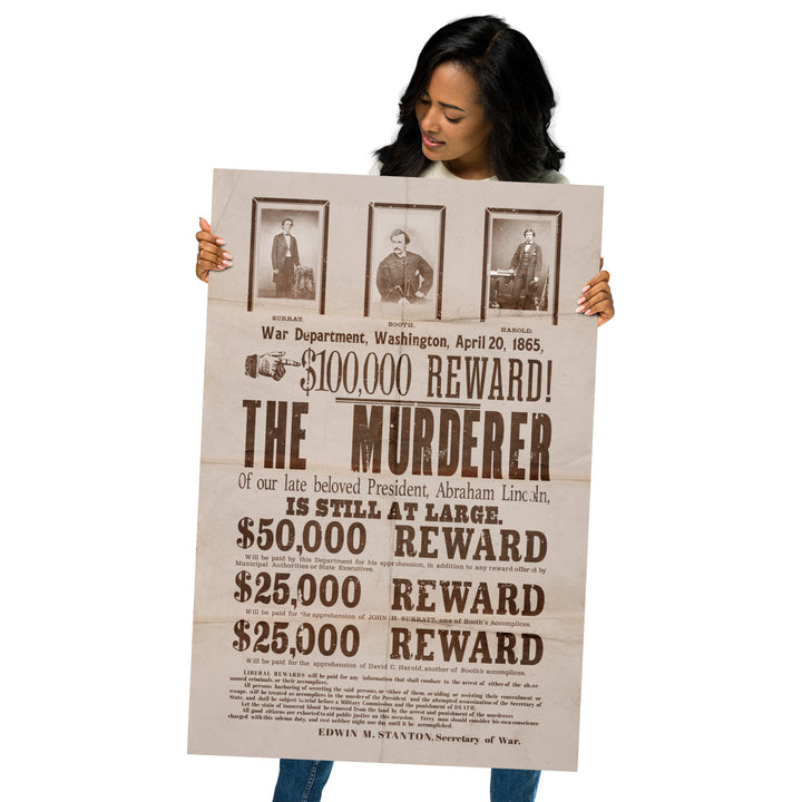 $100,000 Reward For Lincoln Murderer Retro Poster