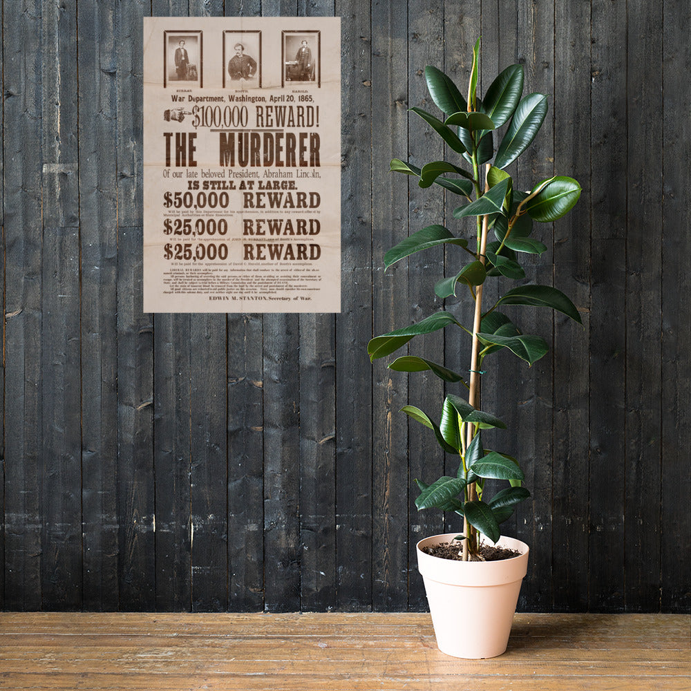 $100,000 Reward For Lincoln Murderer Retro Poster