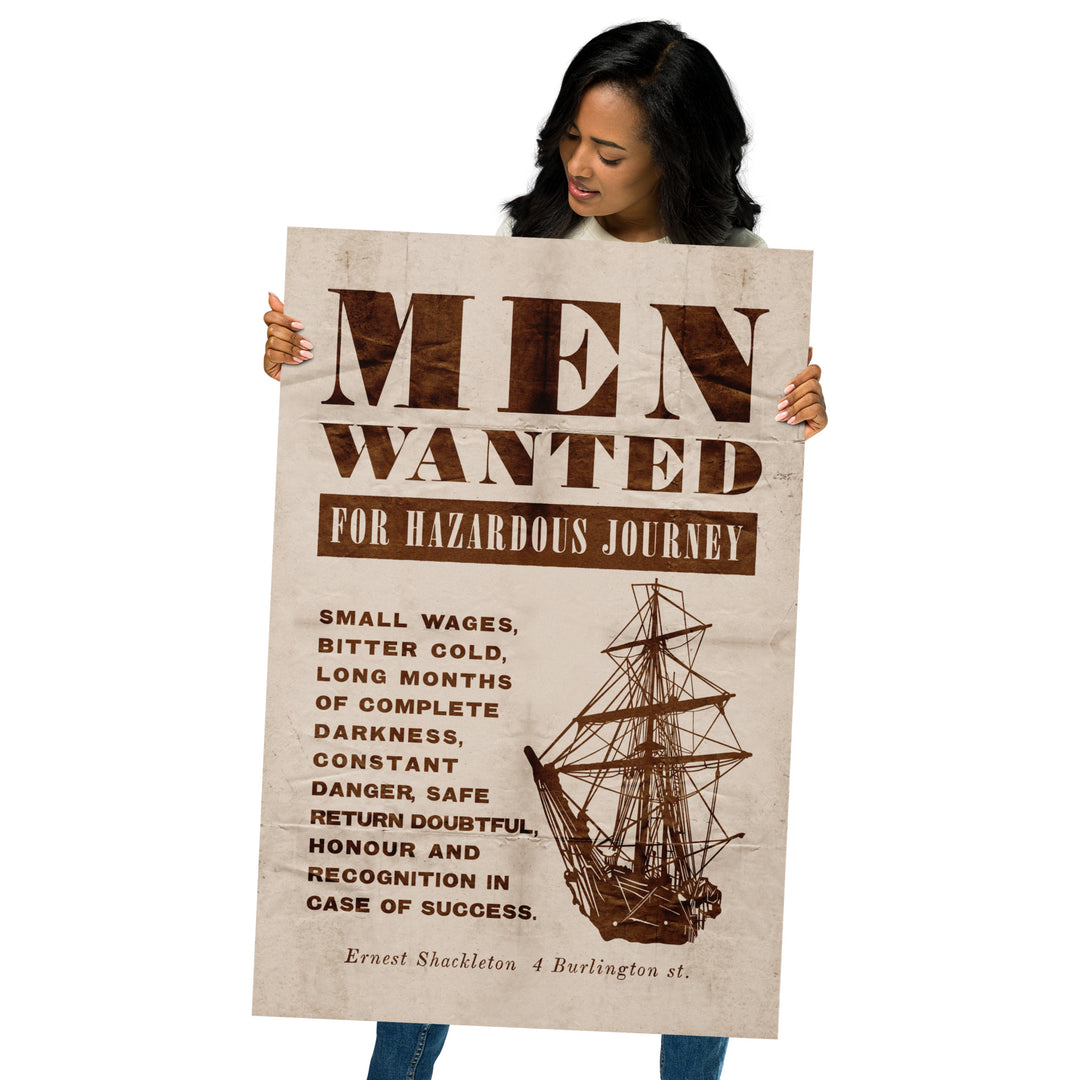 Shackleton's 'Men Wanted For Hazardous Journey' Retro Poster - 24" x 36"