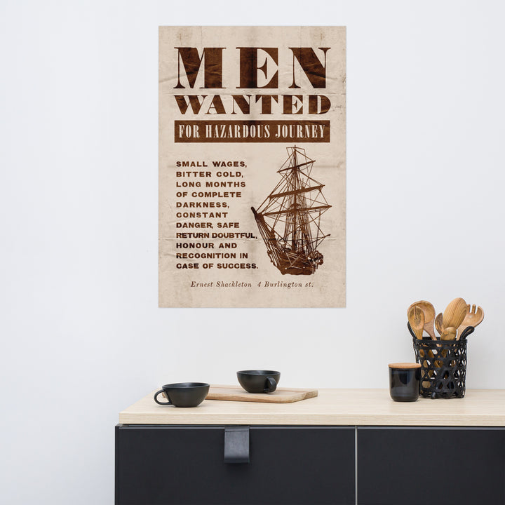 Shackleton's 'Men Wanted For Hazardous Journey' Retro Poster - 24" x 36"