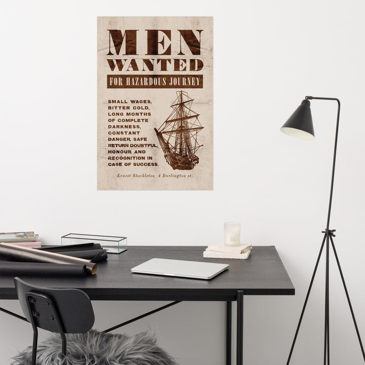 Shackleton's 'Men Wanted For Hazardous Journey' Retro Poster - 24" x 36"