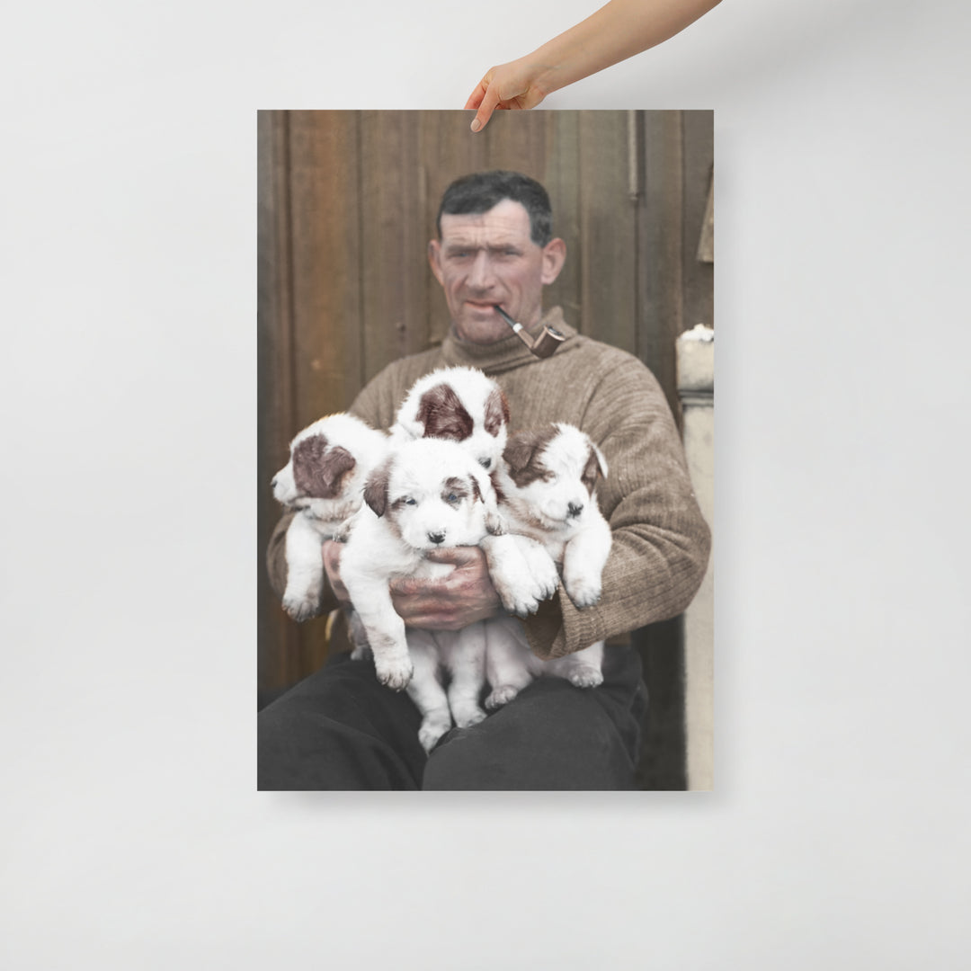 Tom Crean And "His Pups” Retro Poster - 24" x 36"